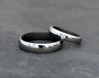 Titanium and carbon fiber ring, shiny wedding ring, wedding ring, wedding ring,