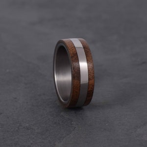 Titanium and rosewood ring, titanium and wood wedding ring, men&#39;s ring, unisex ring