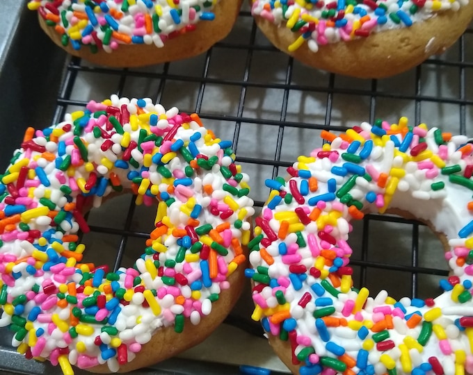doggie donuts  with rainbow sprinkles