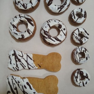peanut butter donuts and bones with carob swirls