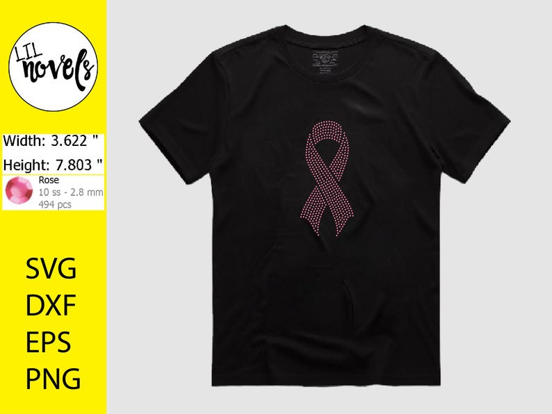Cancer Ribbon Rhinestone Template SVG | DXF | EPS Cricut, Silhouette ...