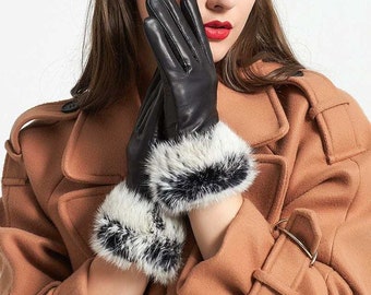 Fur Trimmed Leather Gloves