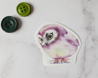 Autocollant mignon de hibou de bébé, décalcomanies d’art d’Aquarell, autocollants d’aquarelle animale, étiquettes pourpres de planificateur d’idées de journal de balle