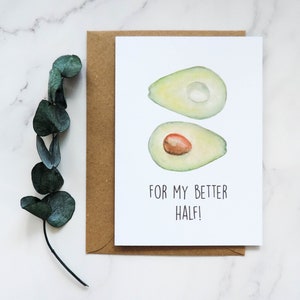 Aquarelle Avocado Card, carte pour la moitié, carte de voeux avec enveloppe, carte pliable (carton A6) pour la meilleure amie, petite amie, femme