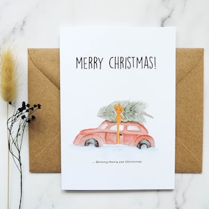 Aquarelle Weihnachts-Karte, Wasserfarben Weihnachtsbaum Karte, faltbare Karte mit Umschlag (A6 Grußkarte), Fröhliche Weihnachten Geschenk