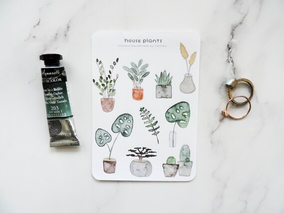 Potted Plant Sticker Sheet, House plant stickers, botanic sticker, bullet journal ideas