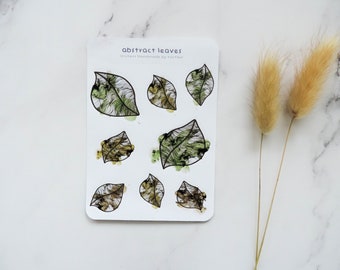 Leaf Sticker Sheet, Abstract leaves, bullet journal sticker, planner decals