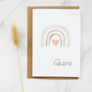 Aquarelle Doopkaart met envelop, aquarel Duitse Taufe kaart, opvouwbare kaart (A6 B-Day karton) doopkaart Duits