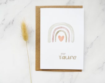 Aquarelle Tauf-Karte mit Umschlag, Wasserfarbe Zur Taufe Karte, klappbare Karte  (A6 B-Day card), Glückwunsch Karte Taufe