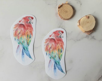 Aquarell Parrot Sticker - Colourful Animal Decal - Planner Labels - Watercolour Diary Stickers - Cute Sticker Designs