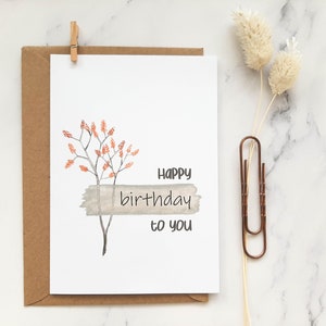 Carte de joyeux anniversaire, carte d'anniversaire avec fleurs, carte avec enveloppe (carte A6), carte de félicitations pour un ami ou un membre de la famille