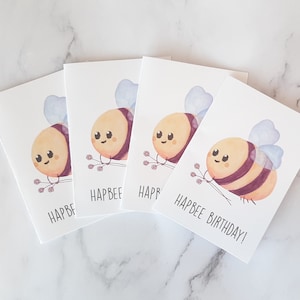 4 Kleine Aquarelle Geburtstagskarten (4-Pack), Wasserfarben Happy Birthday Karte, faltbare Karten mit Umschlag (A7 B-Day Karte), Happy B-Day