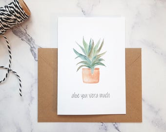 Aloe you vera much Karte, Ich liebe dich Grußkarte, faltbare Karte mit Umschlag (A6 Grußkarte), Geschenk Gratulation Geburtstag