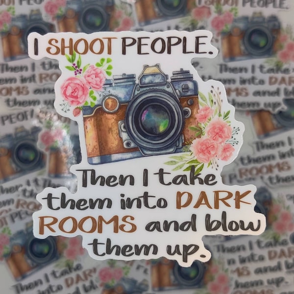 I shoot people sticker, funny photography sticker, waterproof water bottle sticker, photographer sticker for laptop