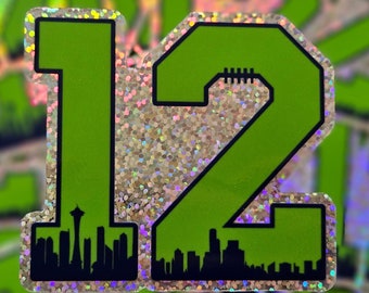 Glitter Seattle Seahawks 12th Man Sticker: Waterproof Vinyl Decal