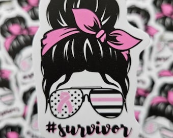 Breast Cancer Survivor Sticker: Waterproof Laptop Decal
