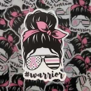 Breast Cancer Warrior Sticker: Waterproof Laptop Decal