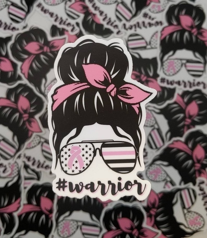 Breast Cancer Warrior Sticker: Waterproof Laptop Decal bild 1