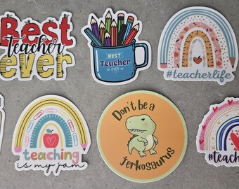Paquete de pegatinas para profesores, pegatinas bonitas para profesores, pegatinas impermeables para botellas de agua, 7 pegatinas para portátiles, paquete de pegatinas para profesores