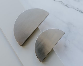 Satin Nickel | Chrome Half Moon Handles | Kitchen Handle | Drawer Handle