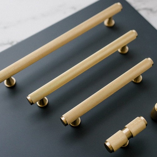 Knurled Brass Gold Handle Kitchen Handle Wardrobe Handle Etsy