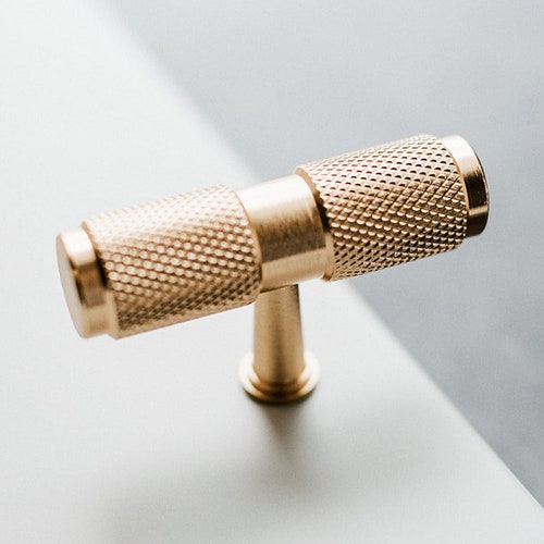 Knurled Brass Gold Handle Kitchen Handle Wardrobe Handle Etsy