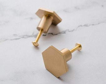 Brass Hexagon Gold Drawer Knob