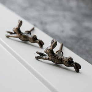 Hare Drawer Knob | Running Hare Knob | Leaping Hare | Nursery | Bedroom