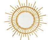 Large Rattan Starburst Mirror