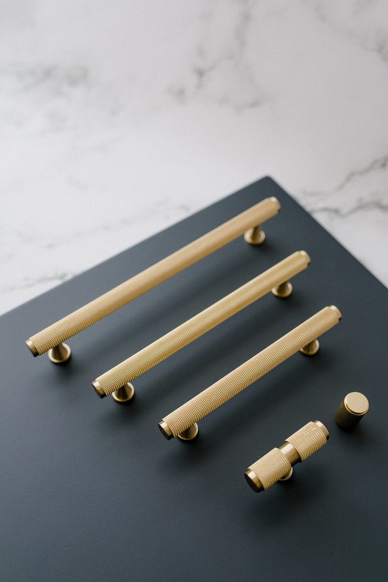 Knurled Brass Gold Handle Kitchen Handle Wardrobe Handle Etsy