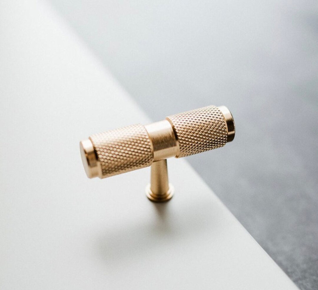 Knurled Brass T Bar Handle Knob - Etsy