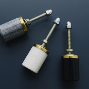 Marble Peg Knob: White or Grey with Brass Detail