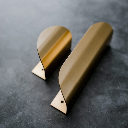 Curved Brass Lip Pull Brass Handle Kitchen Handle Etsy