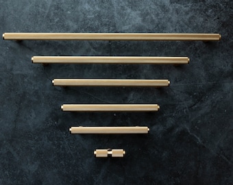 Knurled Brass Gold Handle | Kitchen Handle | Wardrobe Handle | T Bar | Bar Handle