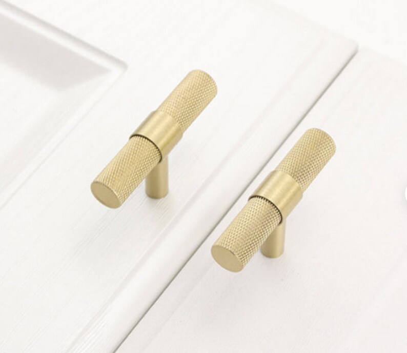 Knurled Brass Gold Handle Kitchen Handle Wardrobe Handle Etsy