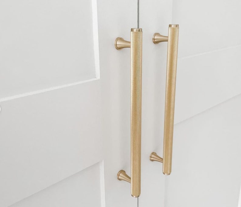 Knurled Brass Gold Handle Kitchen Handle Wardrobe Handle Etsy UK