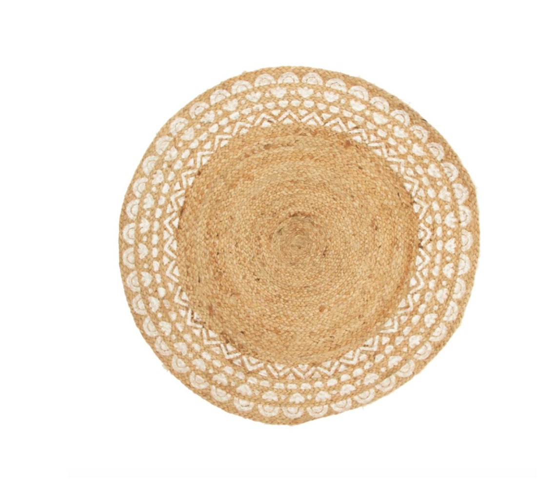 Round Natural Jute Rattan Rug Etsy UK