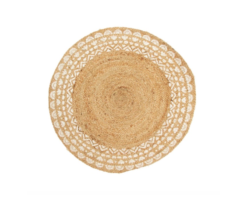 Round Natural Jute Rattan Rug Etsy UK