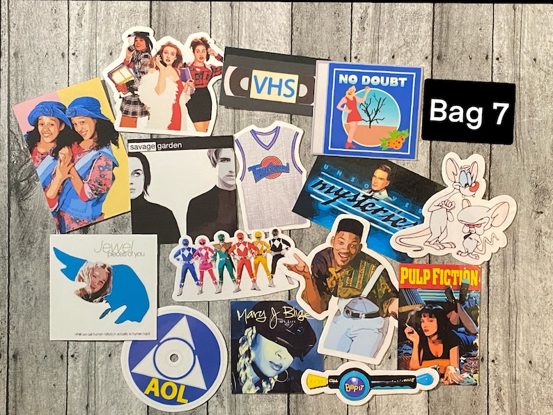 90s Nostalgia Sticker Grab Bag Die Cut Water Resistant Etsy