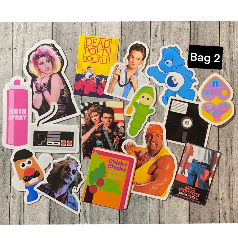 80s Nostalgia Sticker Grab Bag Die Cut Water Resistant Etsy