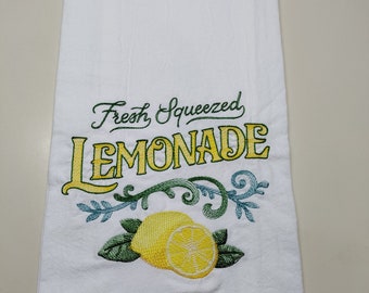 Fresh squeezed lemonade embroidered flour sack towel