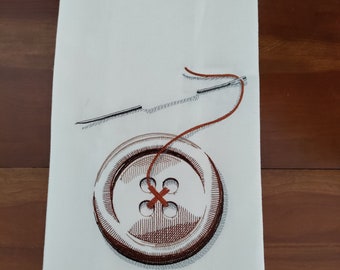 Embroidered button flour sack towel