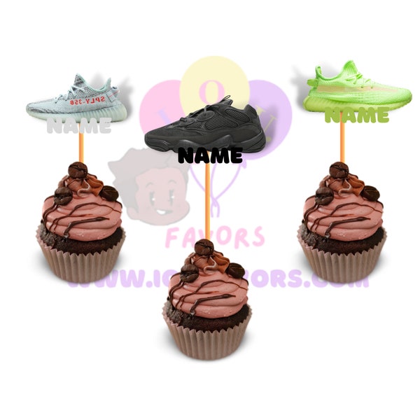 Yeezy & Jordan Personalized Name Cupcake Toppers (12) Perfect for the Sneakerheads