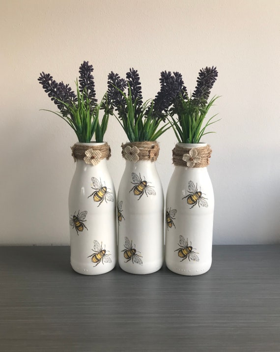 Decoupage Milk Bottle Vases Etsy