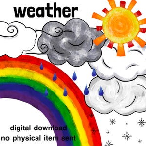 Weather Clipart - Acuarela - 9 archivos PNG individuales - Licencia de uso comercial incluida