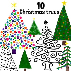 Weihnachtsbaum Clipart - 10 einzelne PNG-Dateien - kommerzielle Nutzung Lizenz enthalten
