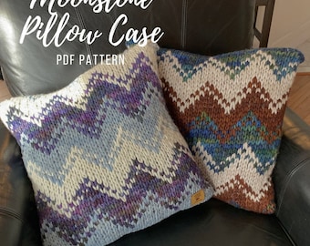 Moonstone Pillowcase PDF Knitting Pattern | Three color | Colorwork | Home Decor | Learn to Knit