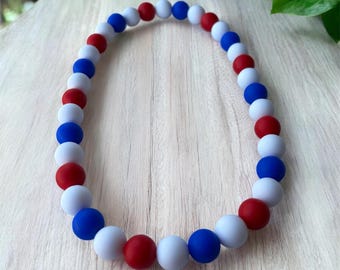 Patriotic Silicone Beaded Pet Necklace