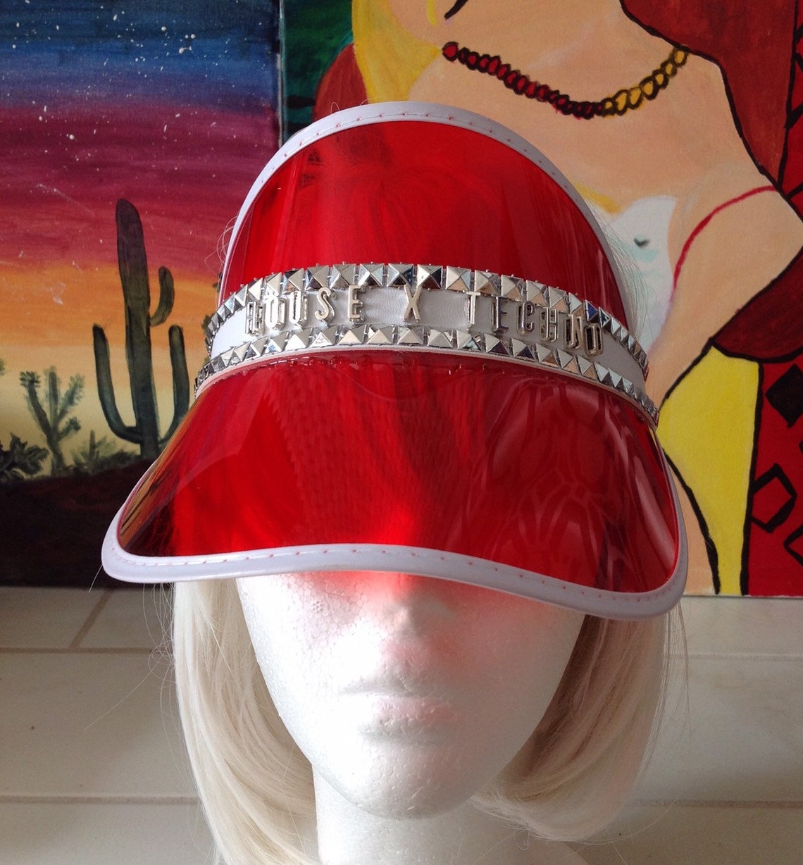 Red Retro Visor Red Personalized Sun Visor Red Beach Visor Etsy