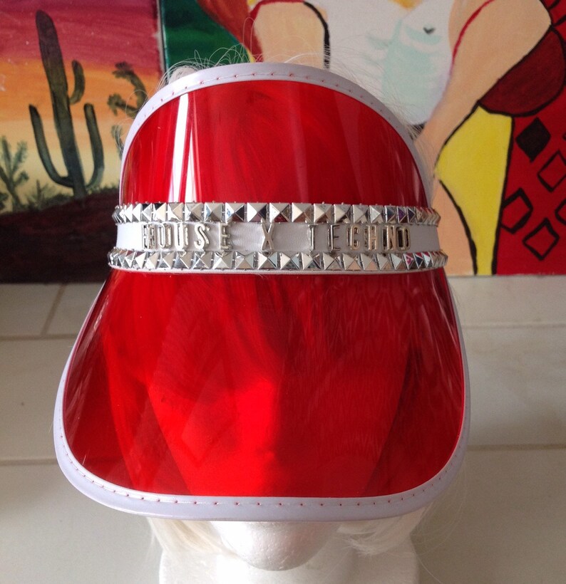Festival Sun Visor Pool Visor Accessory Red Beach Visor Red Personalized Sun Visor Red Retro Visor